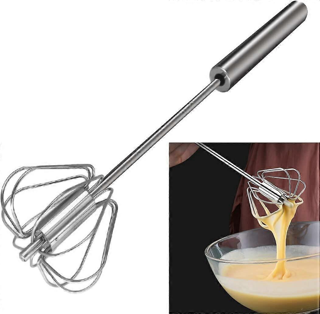Egg Whisk, Hand Blender, Stainless Steel Egg Beater, Milk Frother, Rotary Agitator for Whipping, Beating, Stirring 10 Inches