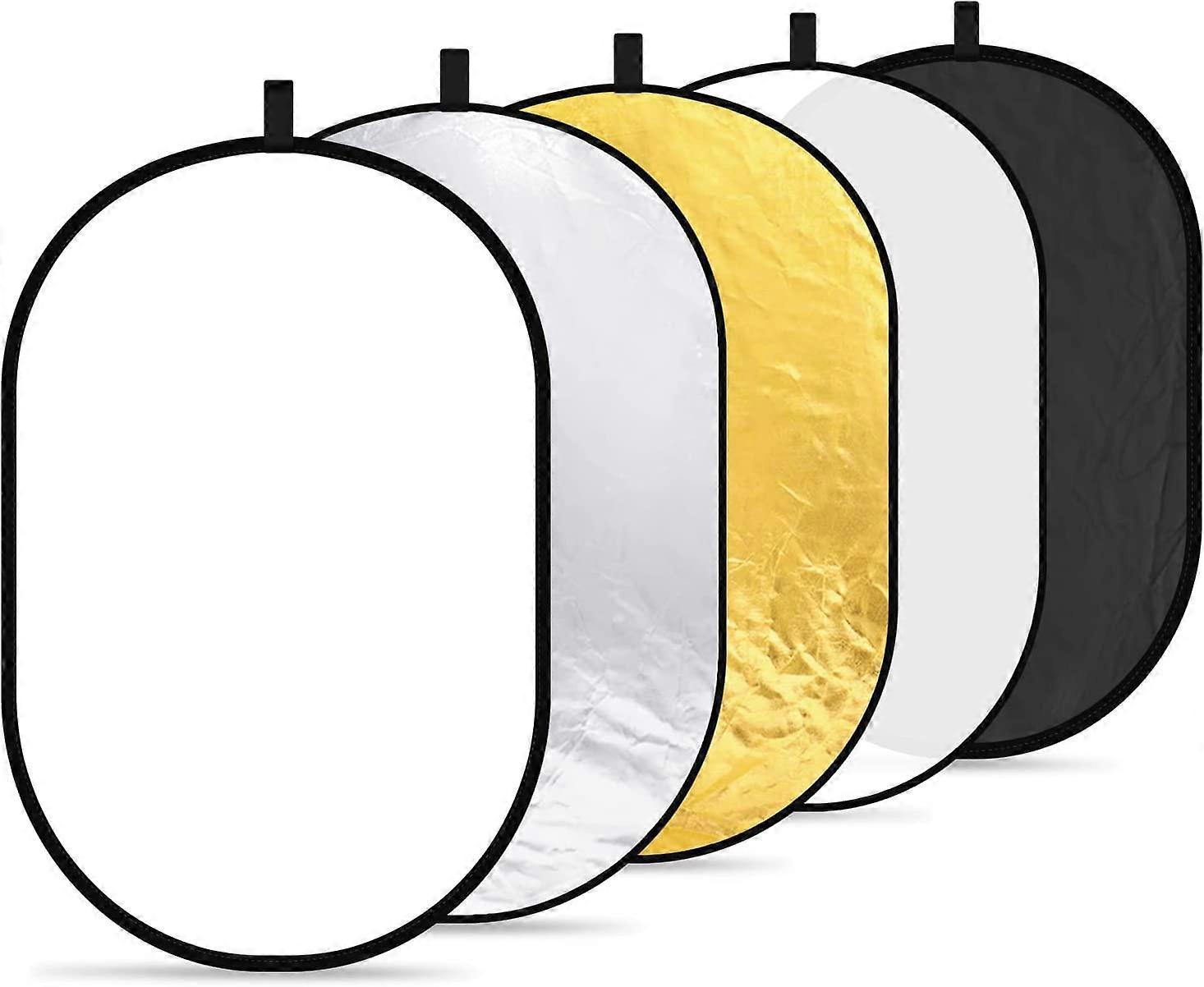 5 in 1 Foldable Light Reflector 60x90cm 24x36inch Golden Silver Black White Translucent For Studio Video Photography