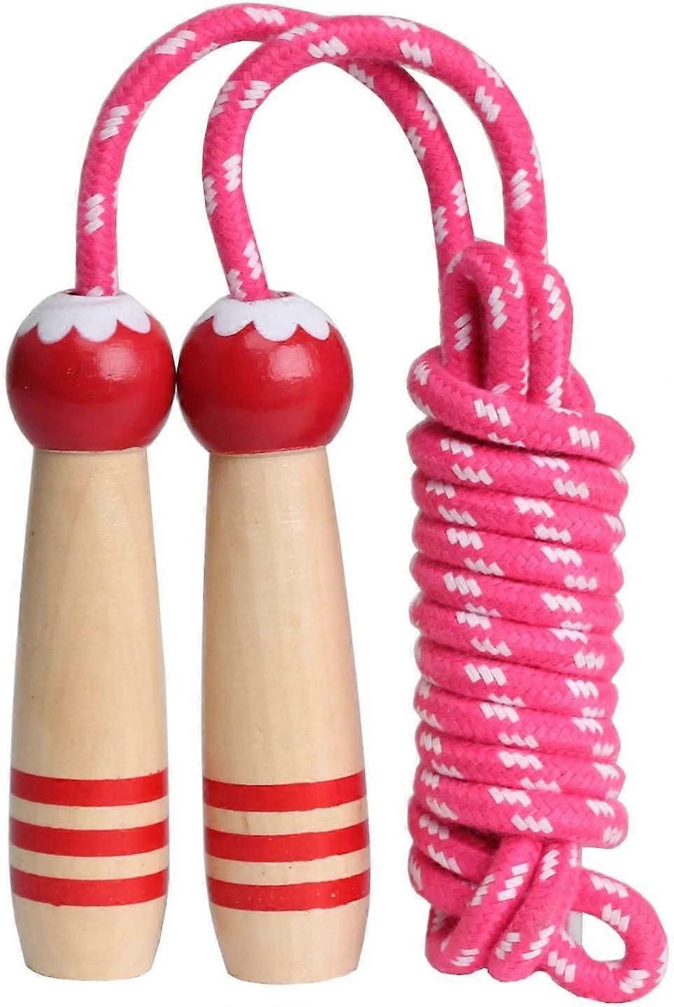 Hopprep för barn, 2,1 meter justerbart hopprep i bomull med trähandtag för pojkar och flickor, fitness, utomhusträning