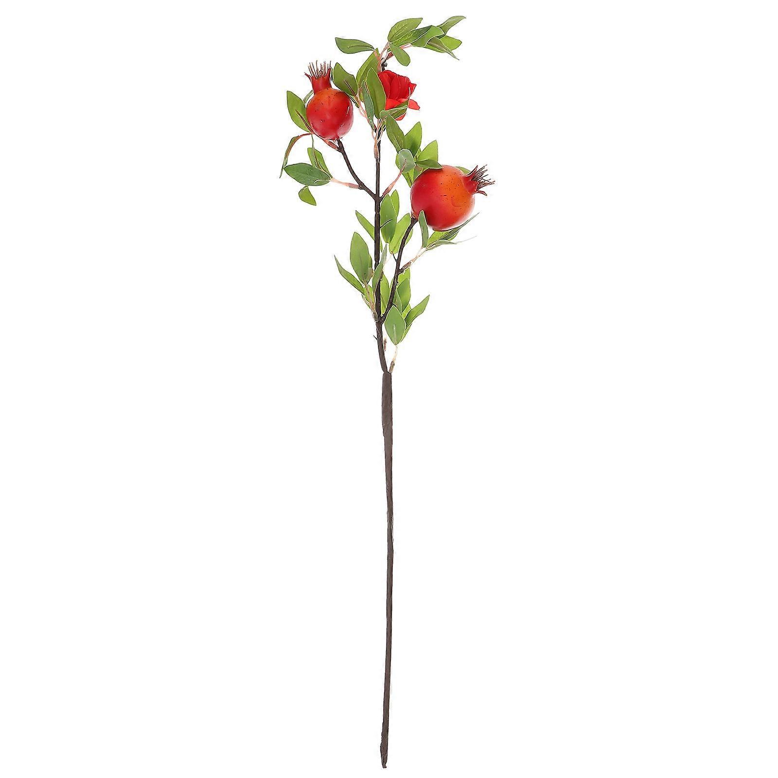 1pc Simulation Pomegranate Branch Home Flower Arrangement Flower Decor (Orange)