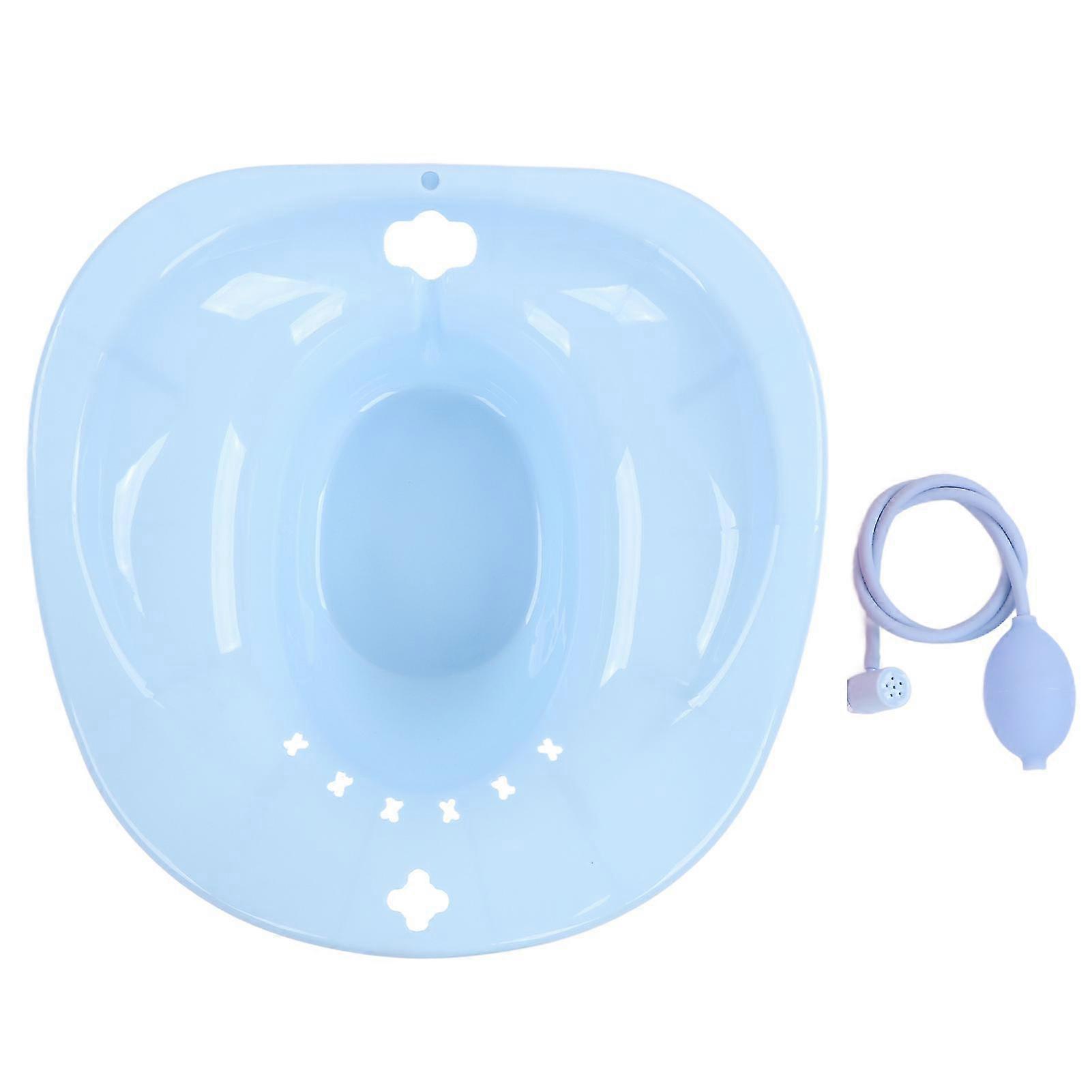 Sitz Bath Seat for Hemorrhoids Unisex Skid-Proof Blue Tub with Deep Bowl and Drain Holes for Comfort