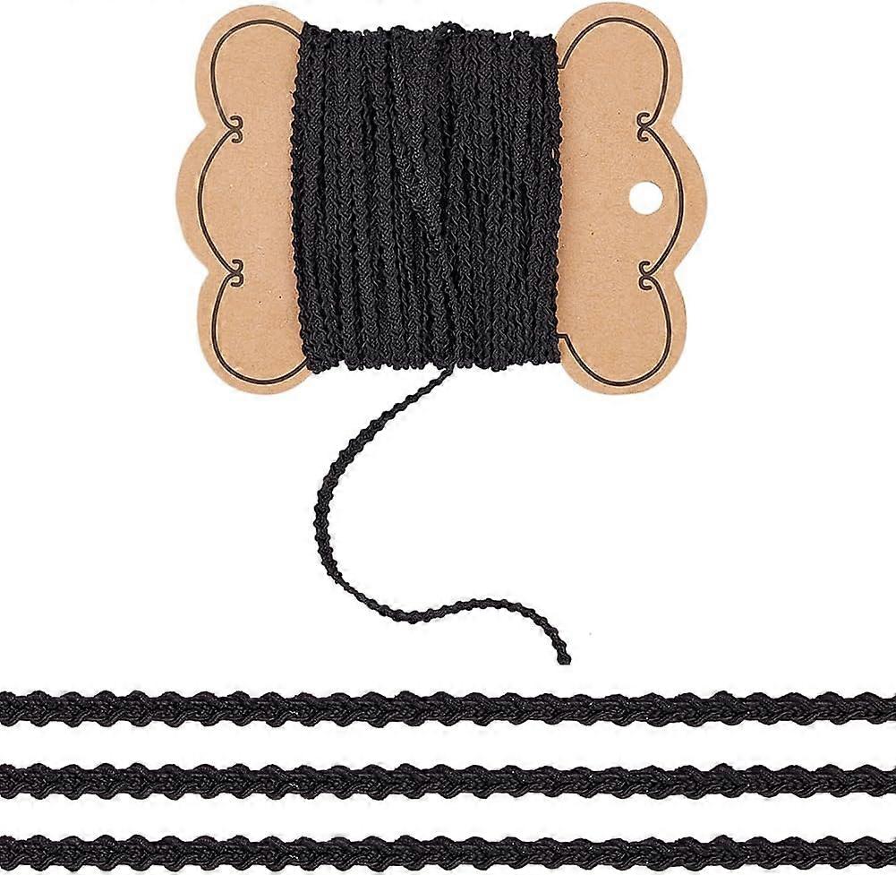 10 Yards Black Gimp Braid Trim 1/8 inch Wide Tiny Lace Trim by The Yard Keel Shape Braid Trim Woven Upholstery Decorative Gimp Trim Polyester Braid Tr
