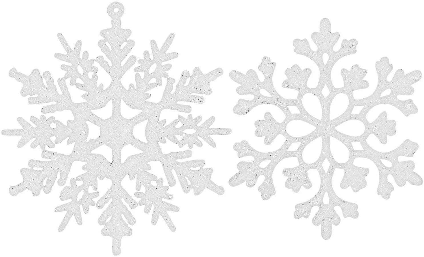 36pcs Christmas Glitter Snowflake Ornaments Christmas Tree Decorations, 4 Inch Plastic Snowflake Ornaments