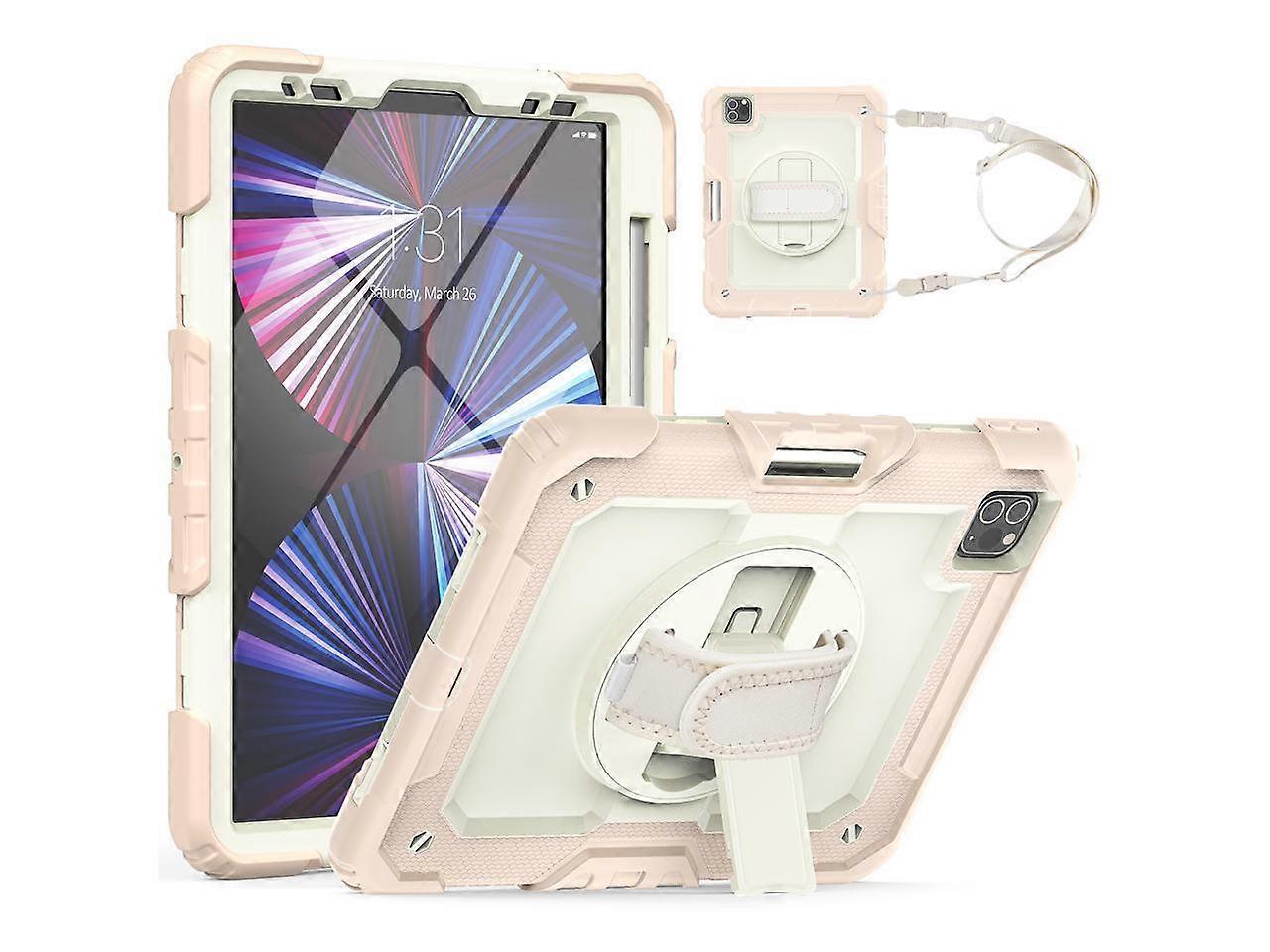 Case for iPad Pro 11 2021 2020 2018 / iPad Air 4 / Air 5 10.9 Inch, 360 Rotating Multi-Functional Handle-Kickstand Shockproof Cover with Built-in Scre