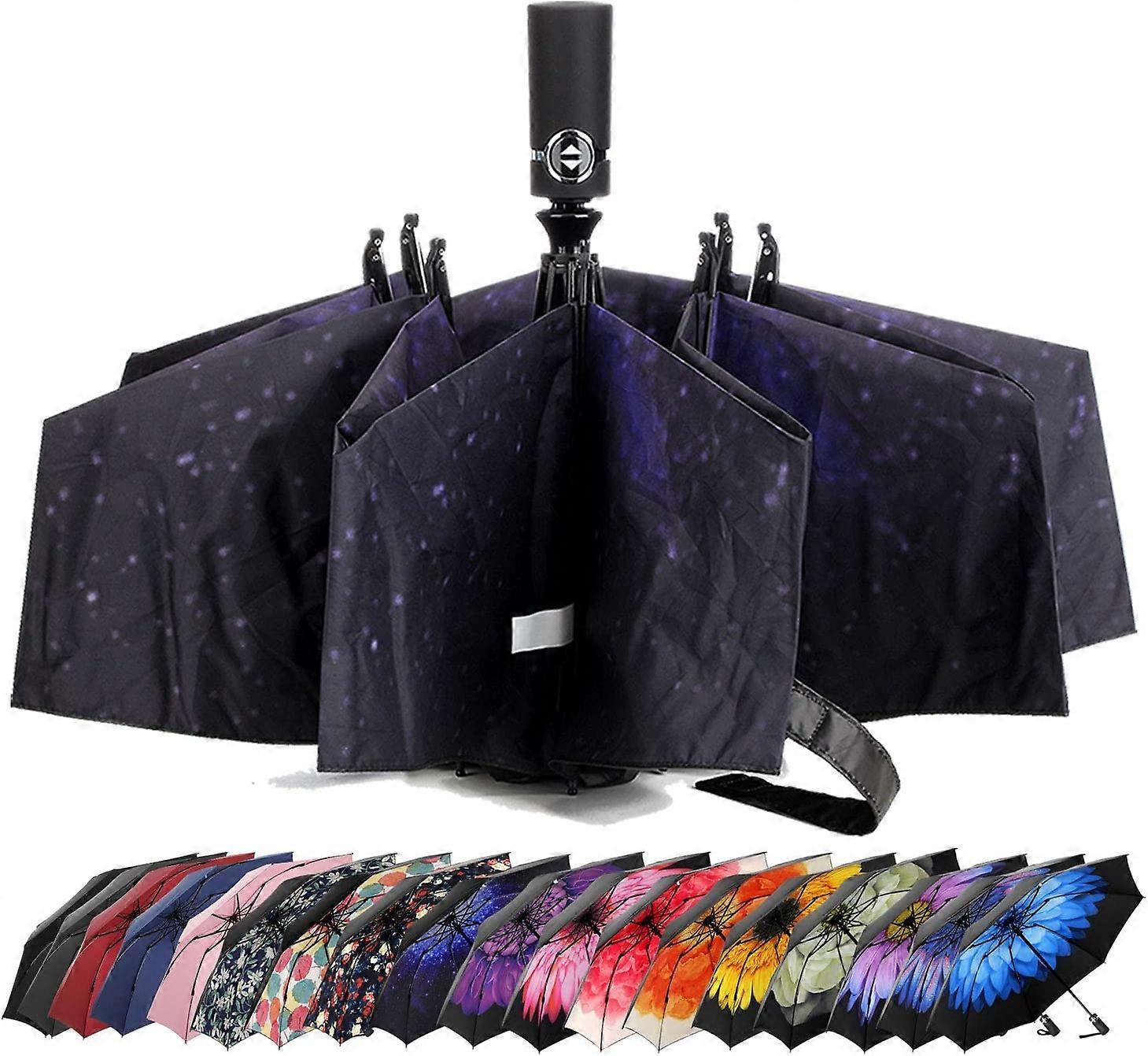 Umbrella Windproof Travel Umbrella Compact Folding Reverse Umbrella