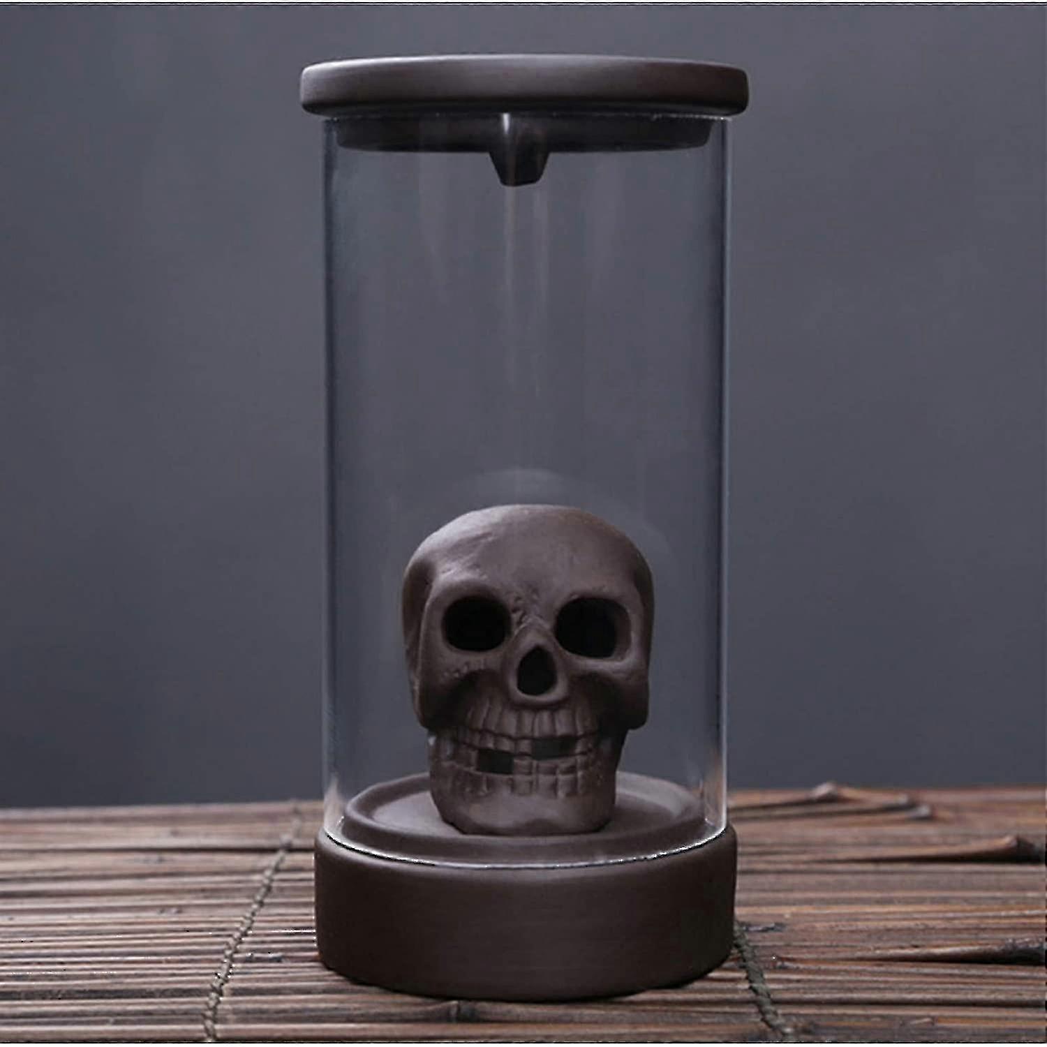 Censer Ceramic Waterfall Censer With Backflow Incense Stick Holder-skull-