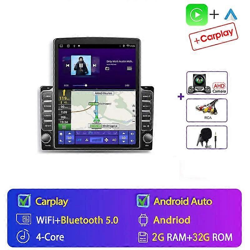 2Din Carplay Car Radio 9.7 inch Multimedia MP5 Player For Tesla Style Vertical Screen Android Stereo FM For Universal Autoradio