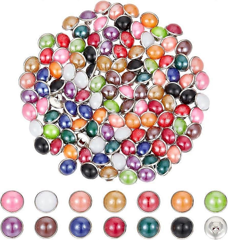 130 Pcs 10mm Brass Resin Shank Buttons 13 Colors Half Round Sewing Buttons Pearls Styles Shank Buttons Single Hole Buttons for Crafts Clothes Coat Jac