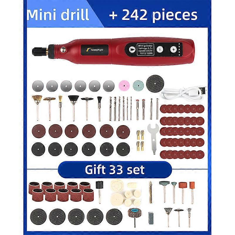 Miniature Electric Power Drill 5 Speed with Speed Control Wood Carving & Engraving Drill Bit Set For Dremel Home DIY