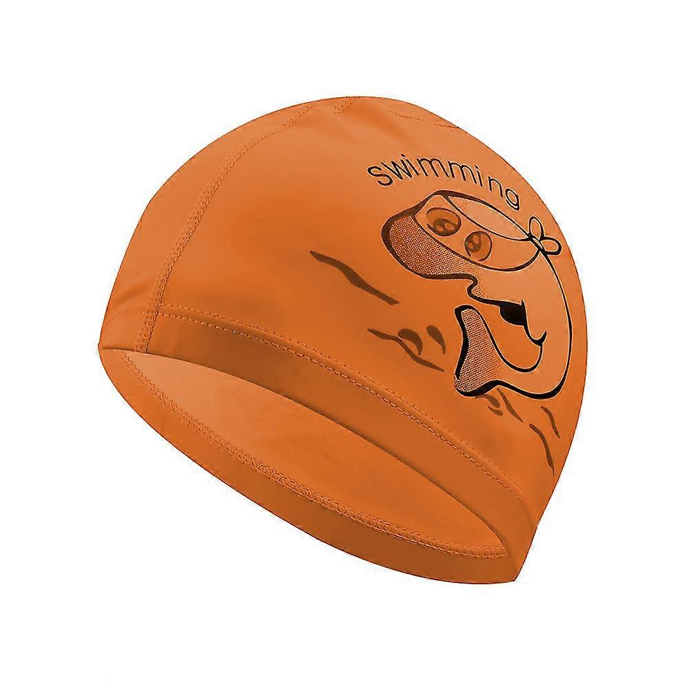 Barn badmössor för pojkar flickor, hög elasticitet simmössa håller håret rent andningsbar passform-orange