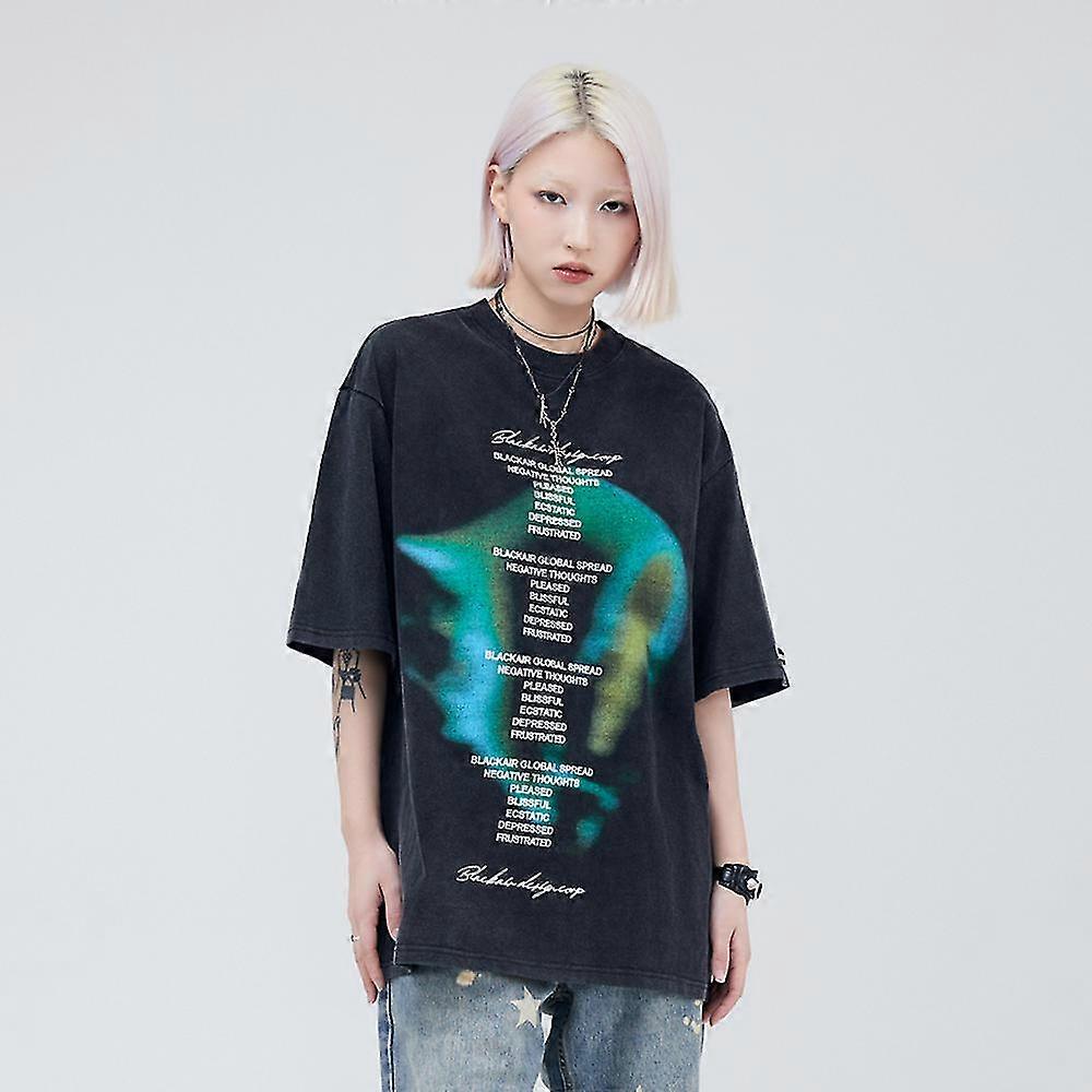 Camicia Uomo Vintage Con Stampa Anime – Manica Corta, Casual, Hip Hop, Abbigliamento Streetwear Y2K, Taglio Oversize, In Cotone Morbido, Harajuku Style