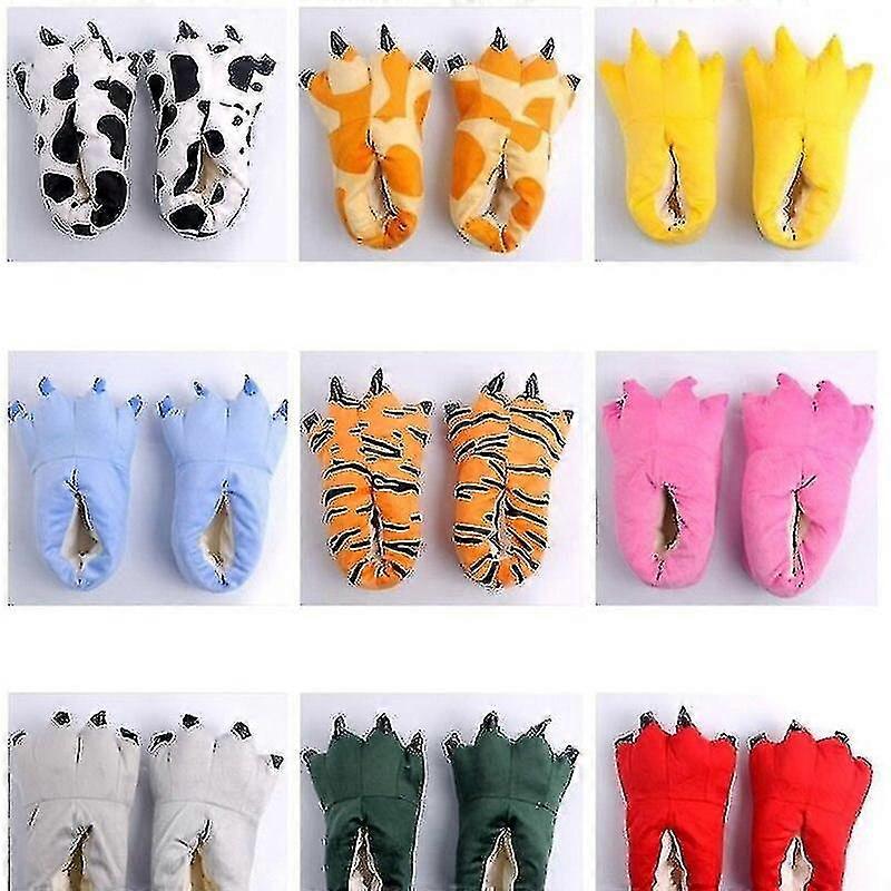 Warm Soft Indoor Floor Slippers Creative Animal Children Women Men Shoes Paw Funny Cartoon Dinosaur Claw Plush Home