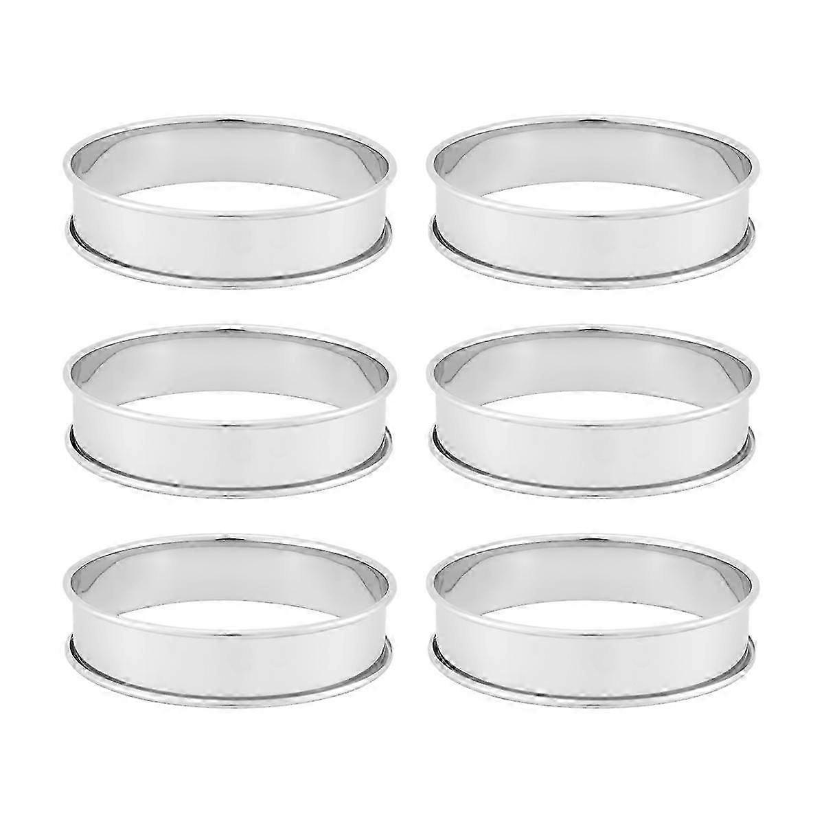 Pacote com 6 anéis de muffin inglês de 4 polegadas, anéis de crumpet de aço inoxidável, anéis de torta, redondos