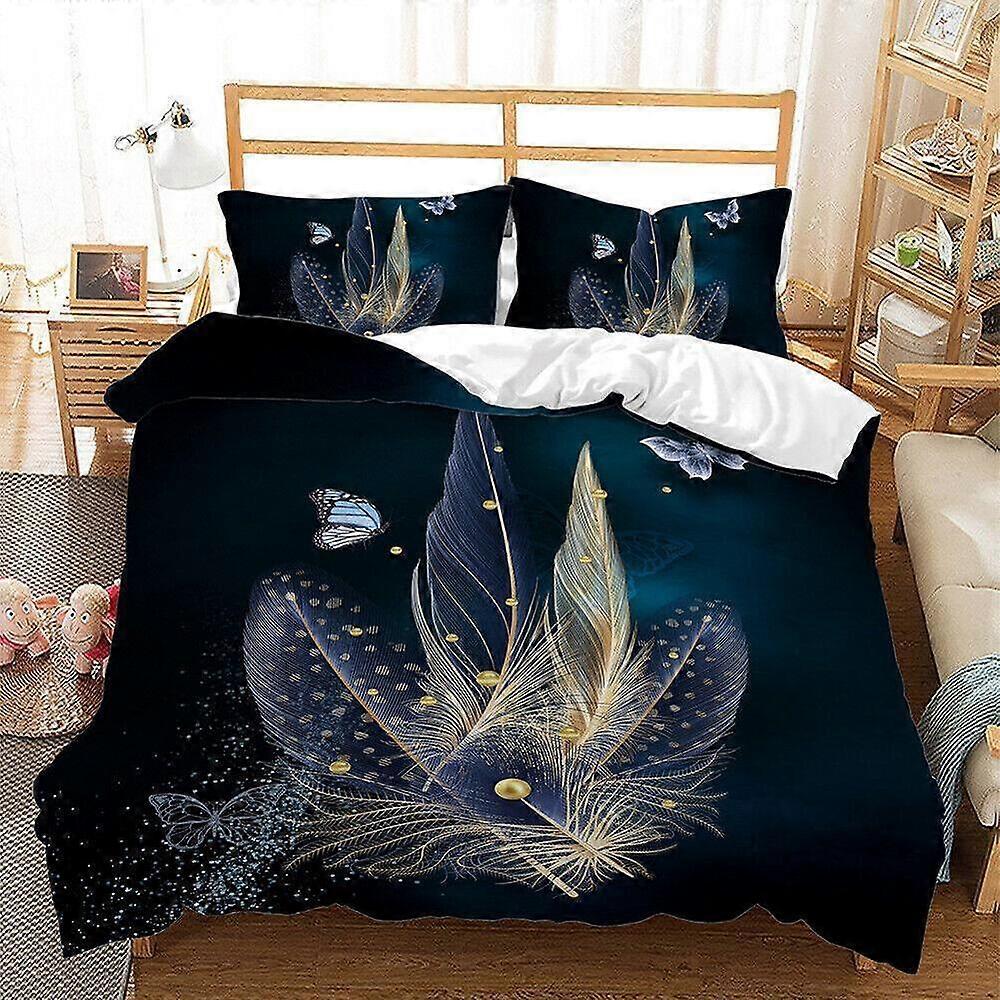 a629 Lençóis de Cama Penas Rosa Colcha Branca Conjunto de Capa de Edredão Doona Capa de Edredom Capa de Edredom MacioConjunto de Cama de 3 Peças (1 Capa de Edredom + 2 Fronhas) Tm629