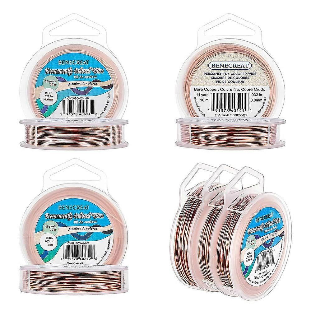 3 Rolls 3 Style Bare Round Copper Craft Wire Raw(Unplated) 1roll/style