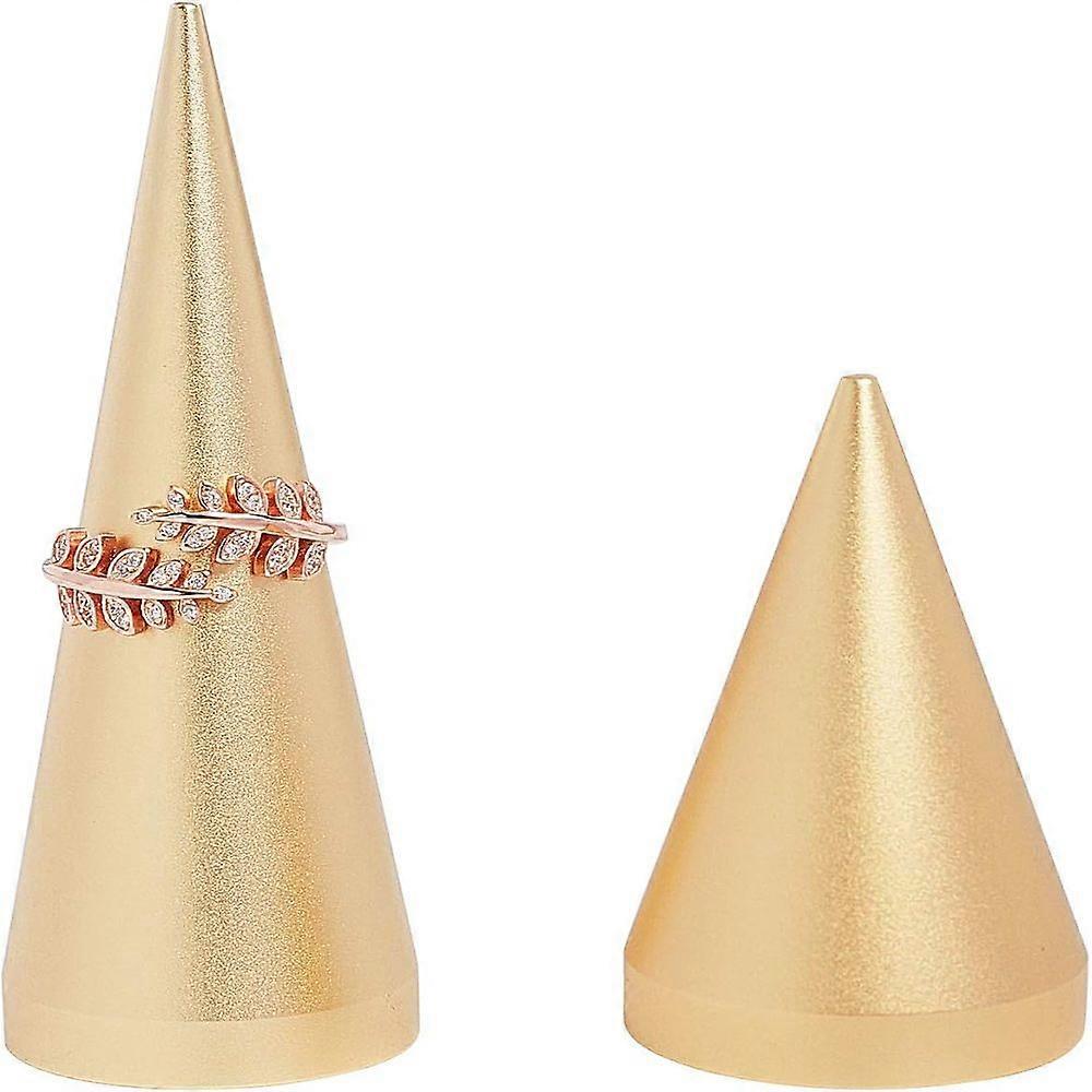 Aluminum Alloy Finger Ring Display Holder Cone Shaped Display Stand Gold 29.5x78mm 29.5x45mm 2pcs/set