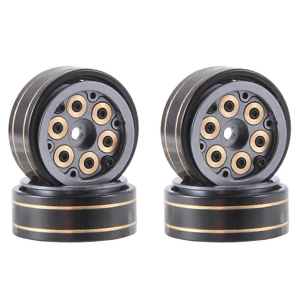 4Pcs 1.0inch Mini Beadlock Wheel Rims Hub for 1/24 1/18 RC Crawler TRX4M AX24 SCX24 FCX24 FCX18 RC Crawler Car Titanium