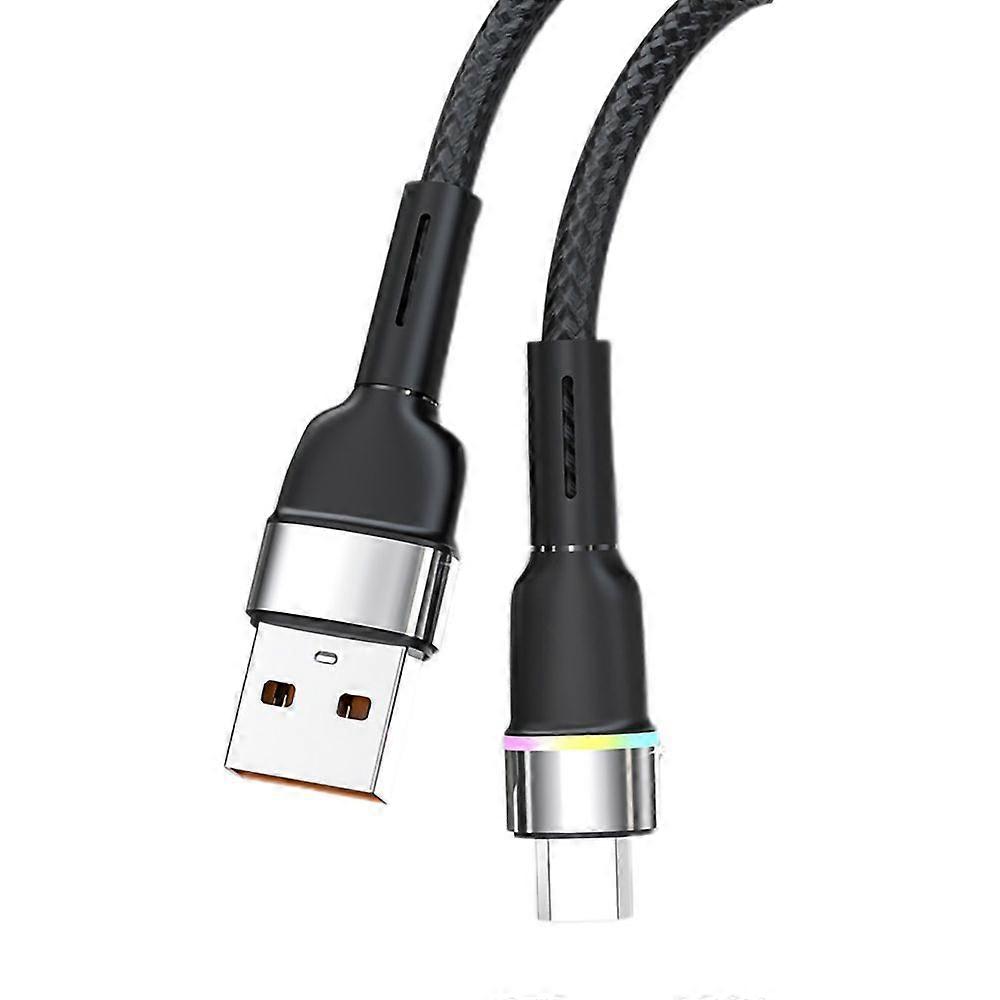 66W Fast Charging Data Cable with Smart Seven Colour Lights High-Speed Transmission Anti-Fracture Design Type-C Charging Cable Compatible Iphone