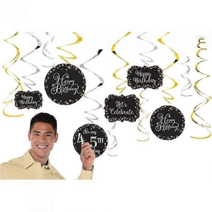 Amscan Glitter 45th Birthday Streamers (Pack of 12)