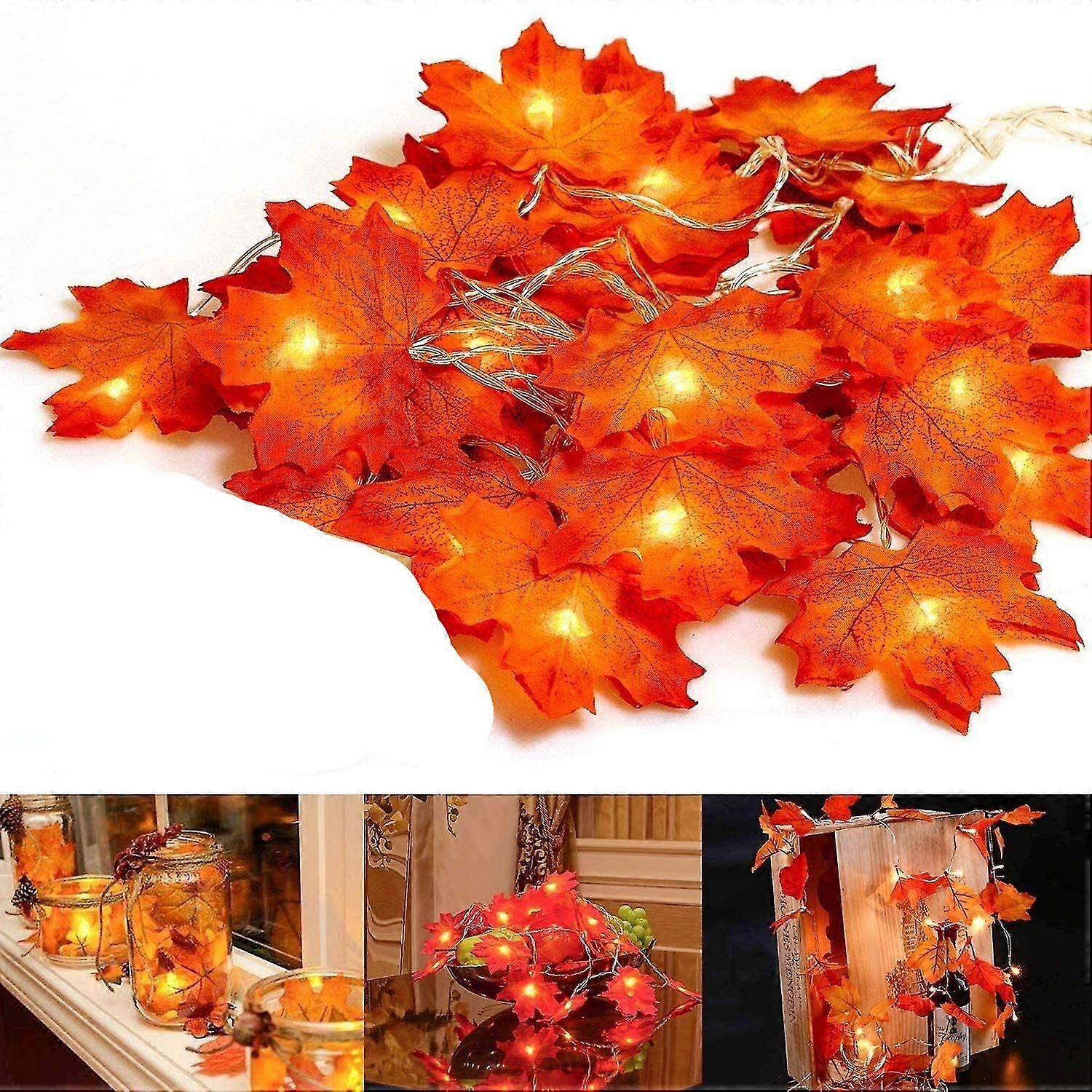 Fall Garland, Fall Leaves Garland Maple Leaf String Lights Fall Season,0954