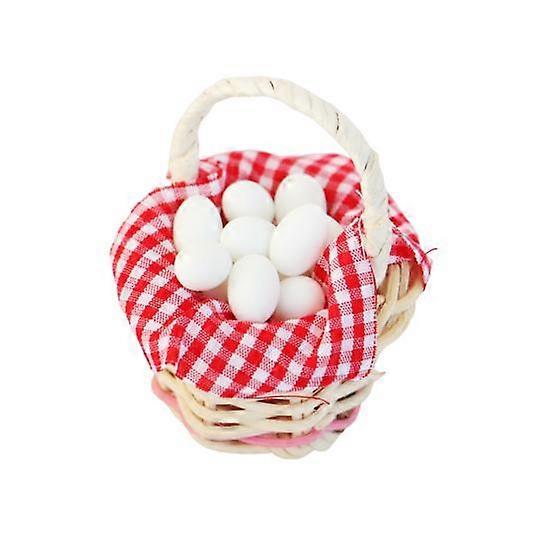 Miniatyr Äggkorg Röd Rutig Duk 12 Ägg Harts Barn Presenter Leksaker Dockhus Scen Prydnad Mini Ägg Anka Ägg Vävd Korg Dockhus Tillbehör
