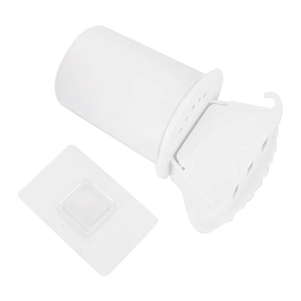 White ABS Plastic Bathroom Toothbrush Holder Automatic Toothpaste Dispenser Set