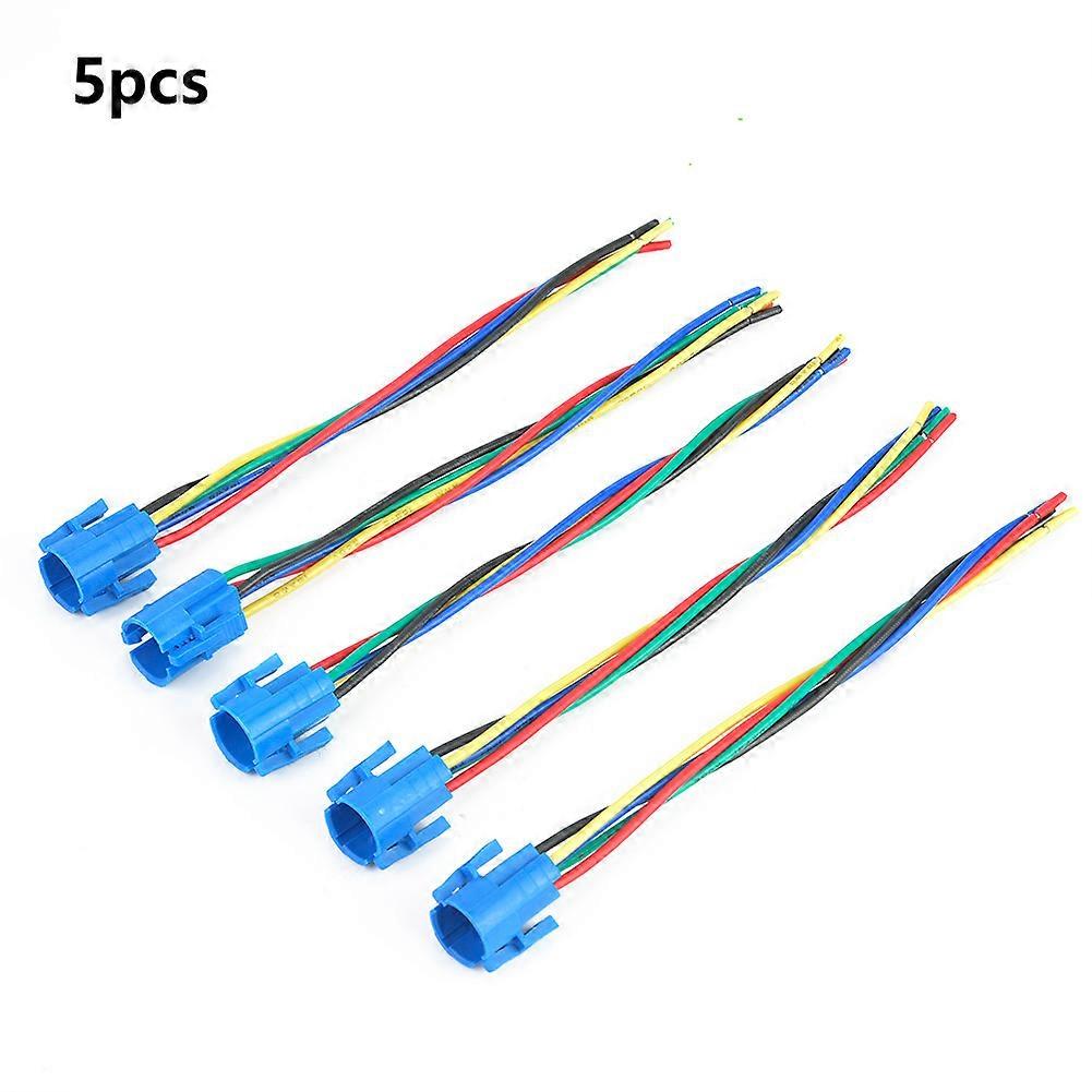 5Pcs 16mm Metal Push Button Switch 5 Wires In-line Wiring Method Cable Socket