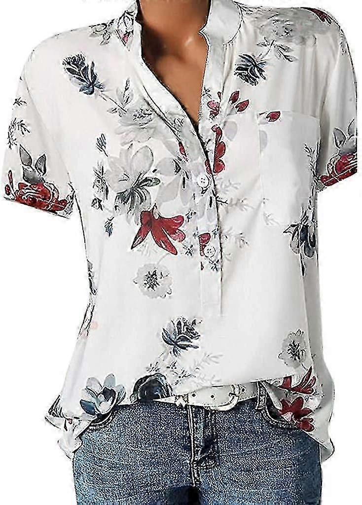 Blumentops für Frauen 2023 Button Down Mode Casual Lang- / Kurzarmhemden Bluse