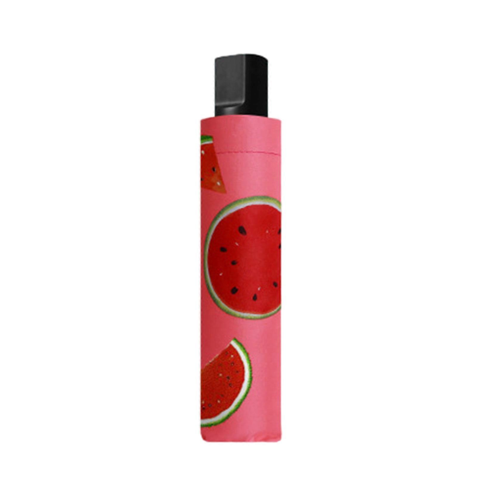 TriFold Fruit Pattern Umbrellas With Black Glues Sun Protections For Outdoor Activities