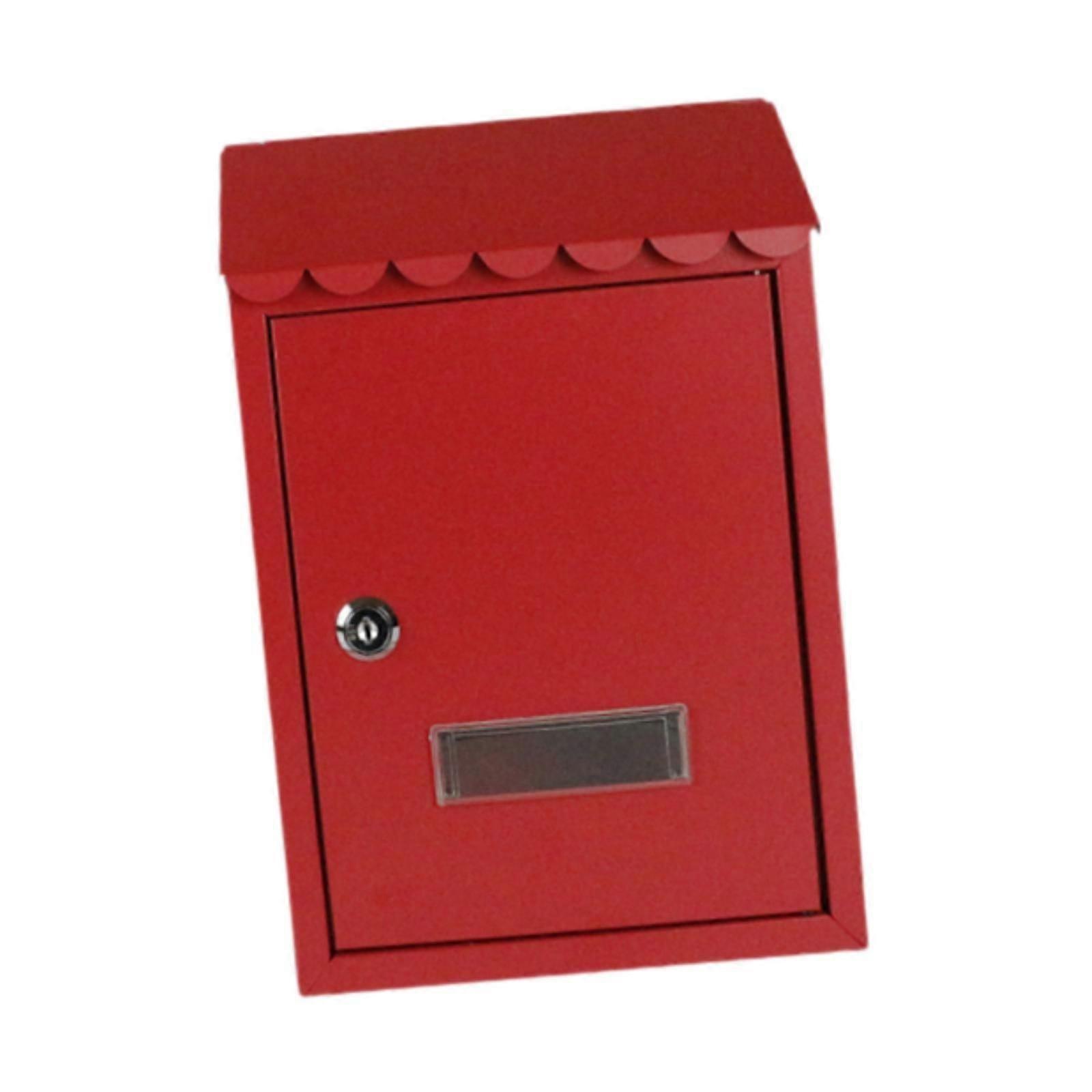 Metal Wall Mounted Post Box Letterbox with 2 Keys for Office Business Sturdy Red