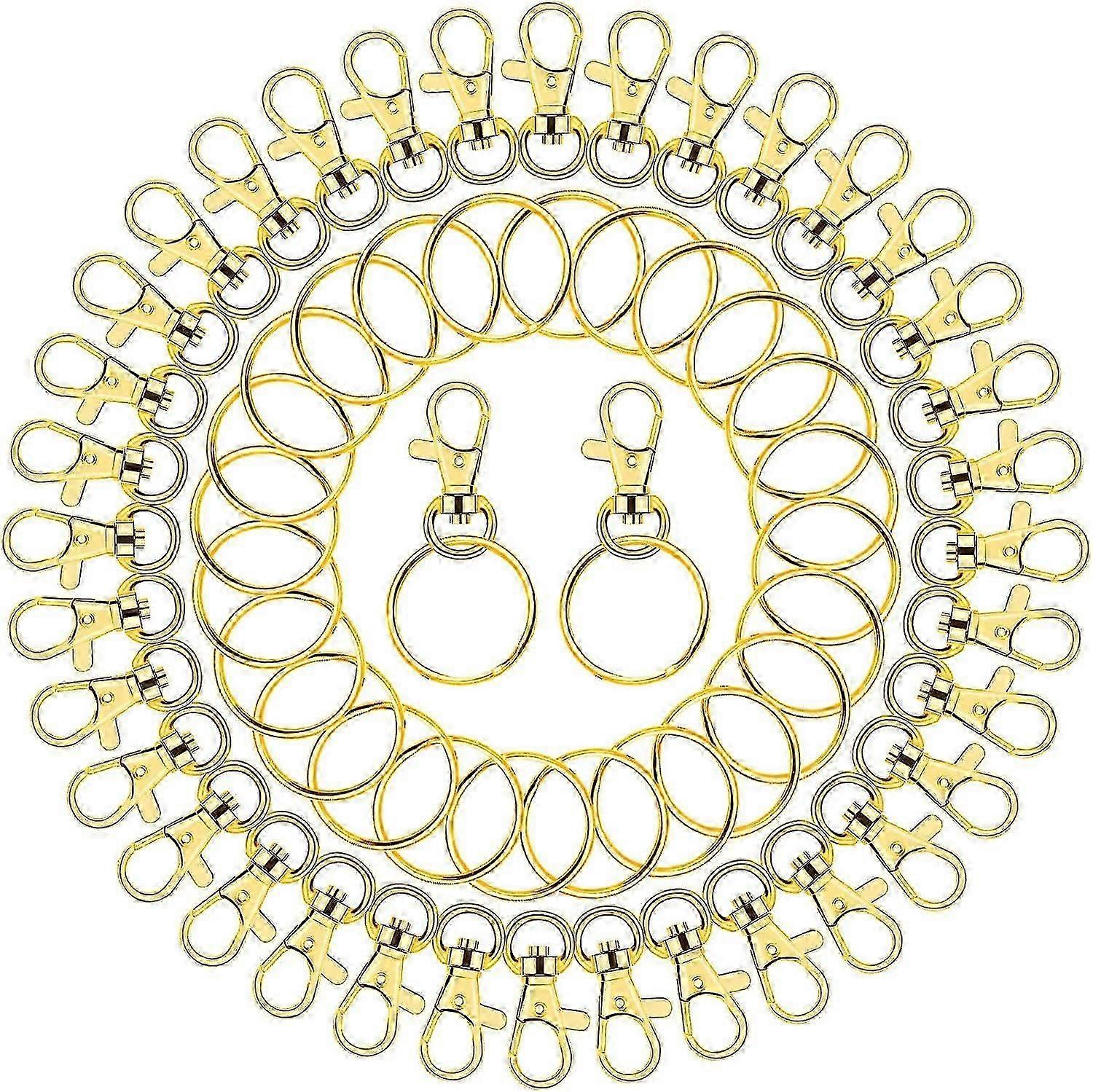 Gold Keychain Rings for Craft.100pcs Keychain Hardware Kit Includes 50Pcs Key