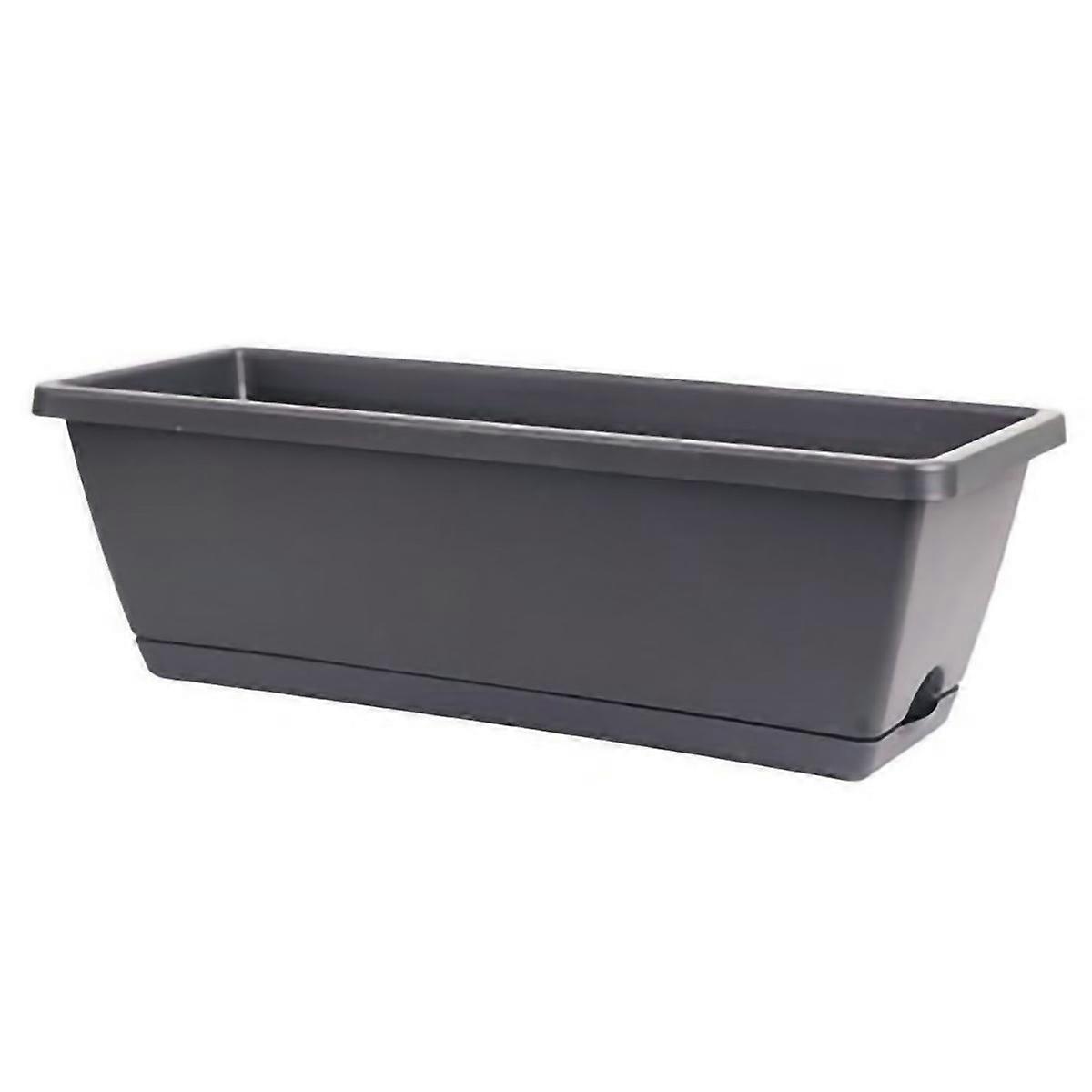 Dark Gray Rectangular Plastic Planter Box for Balcony Home Use, 50x19cm