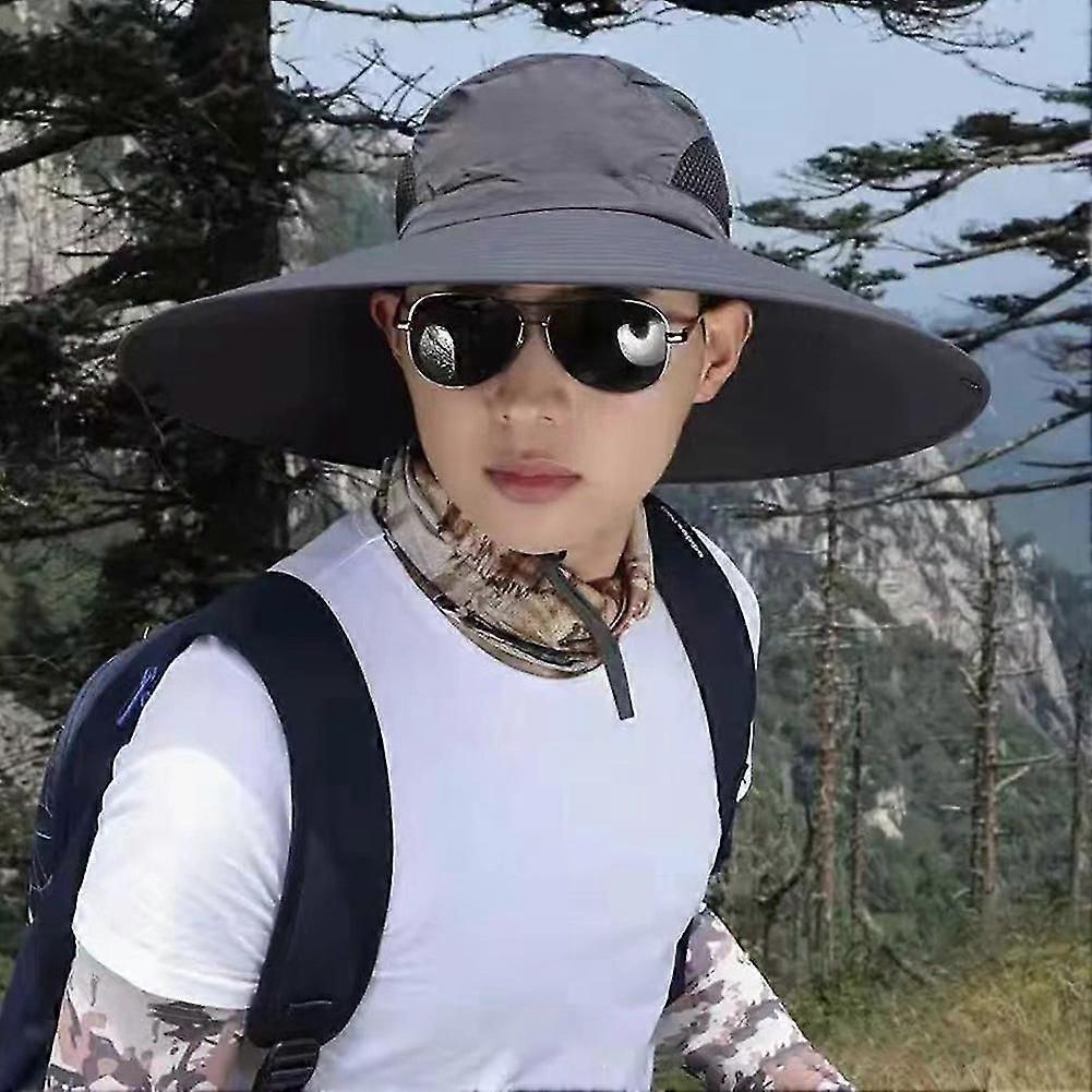Solid-Color Large Brim Fisherman Hat Multipurpose Portable Sun Hat for Beach Traveling