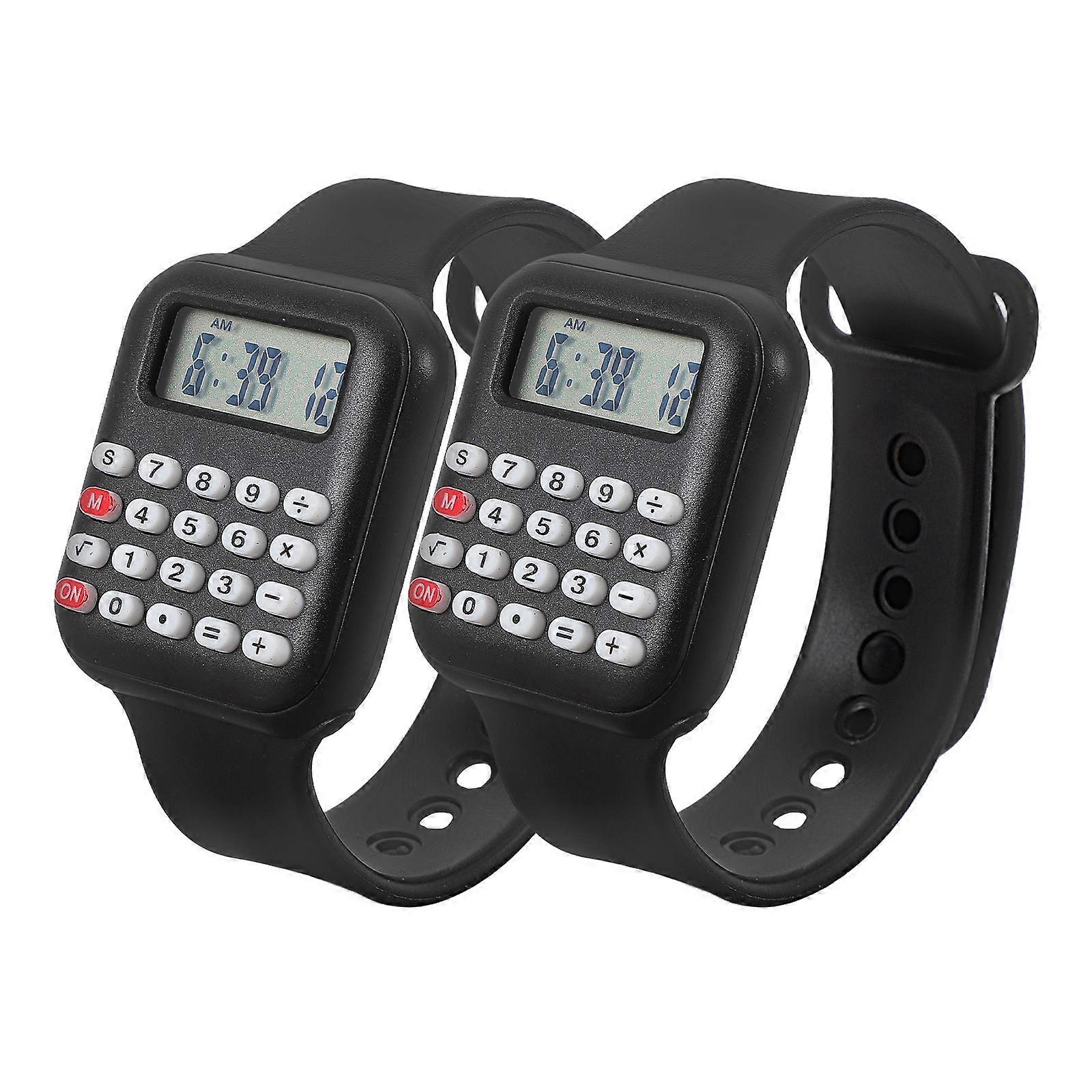 2pcs Portable Multi-Function Children Electronic Calculator Wrist Watch For Kids Boys And Girls Small And Creative Calculation Watch
