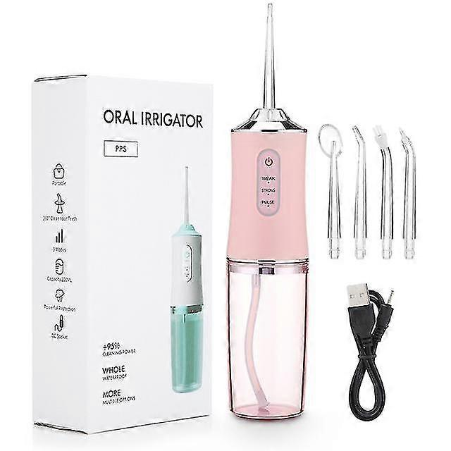 Oral Irrigator Portable Dental Water Flosser USB Rechargeable Water Jet Floss Tooth Pick 4 Jet Tip 2