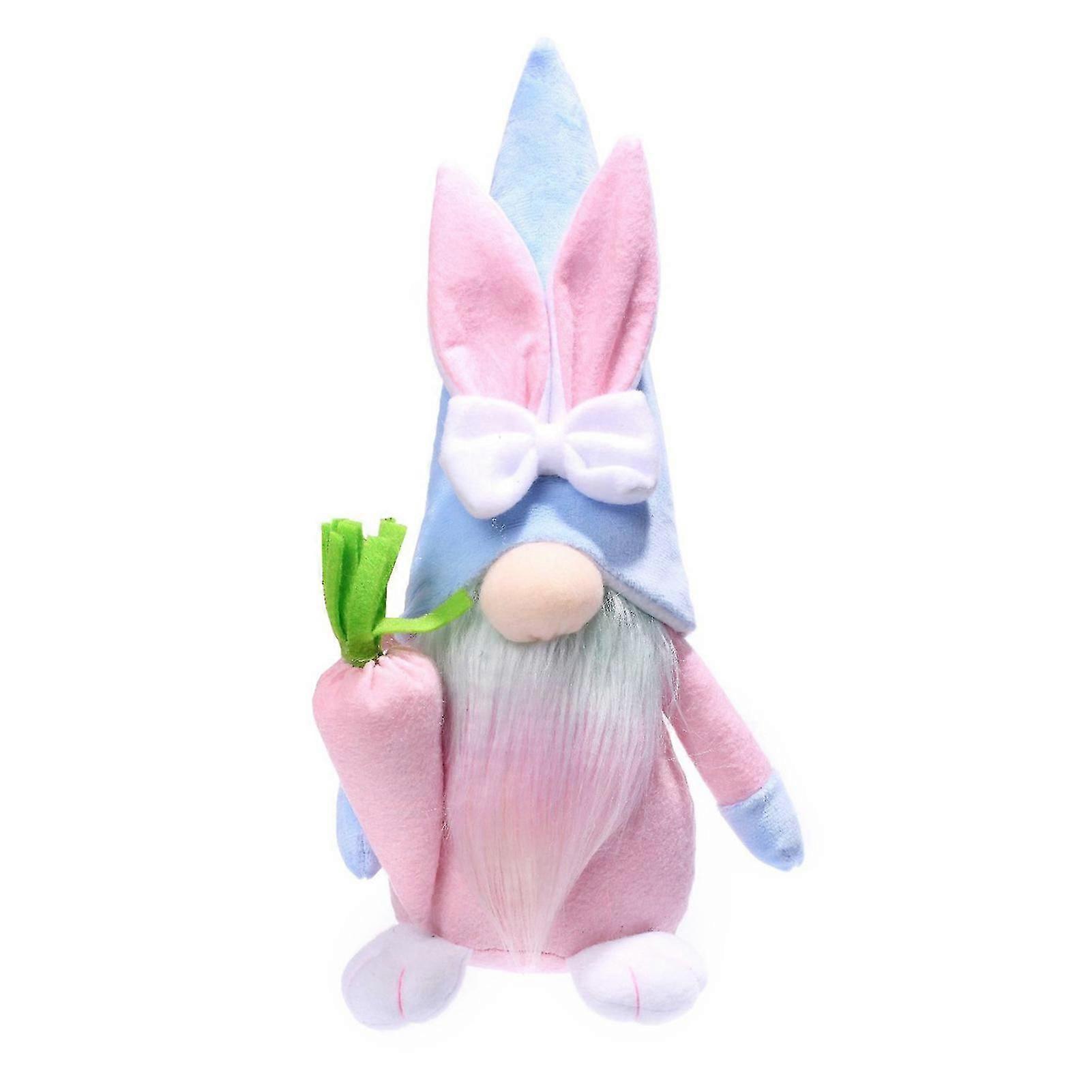 Easter Rabbits Ear Faceless Plush Doll with Egg/Carrots Fashion Decorative Crafts Ornament for Living Room