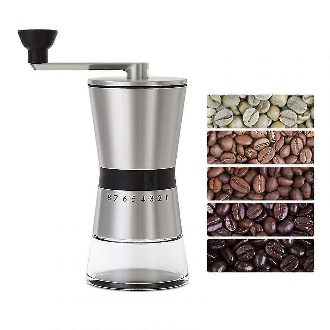 Precision Manual Coffee Grinder, 15 Adjustable Settings, Brushed 18/8 Stainless Steel (silver)