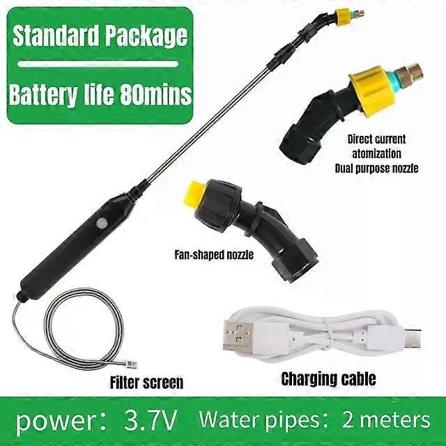 Electric Plant Sprayer Watering Spray Irrigation Tool Long Range USB Rechargeable Telescopic Handle with 2 Nozzle for Yard Plant