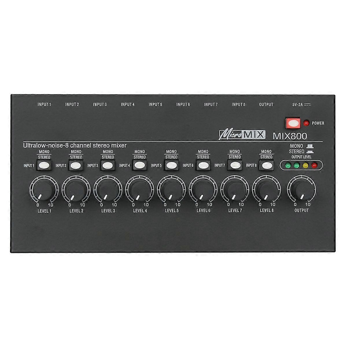 MIX800 8 Channel Ultra Low Noise Stereo Line Mixer Mini Professional