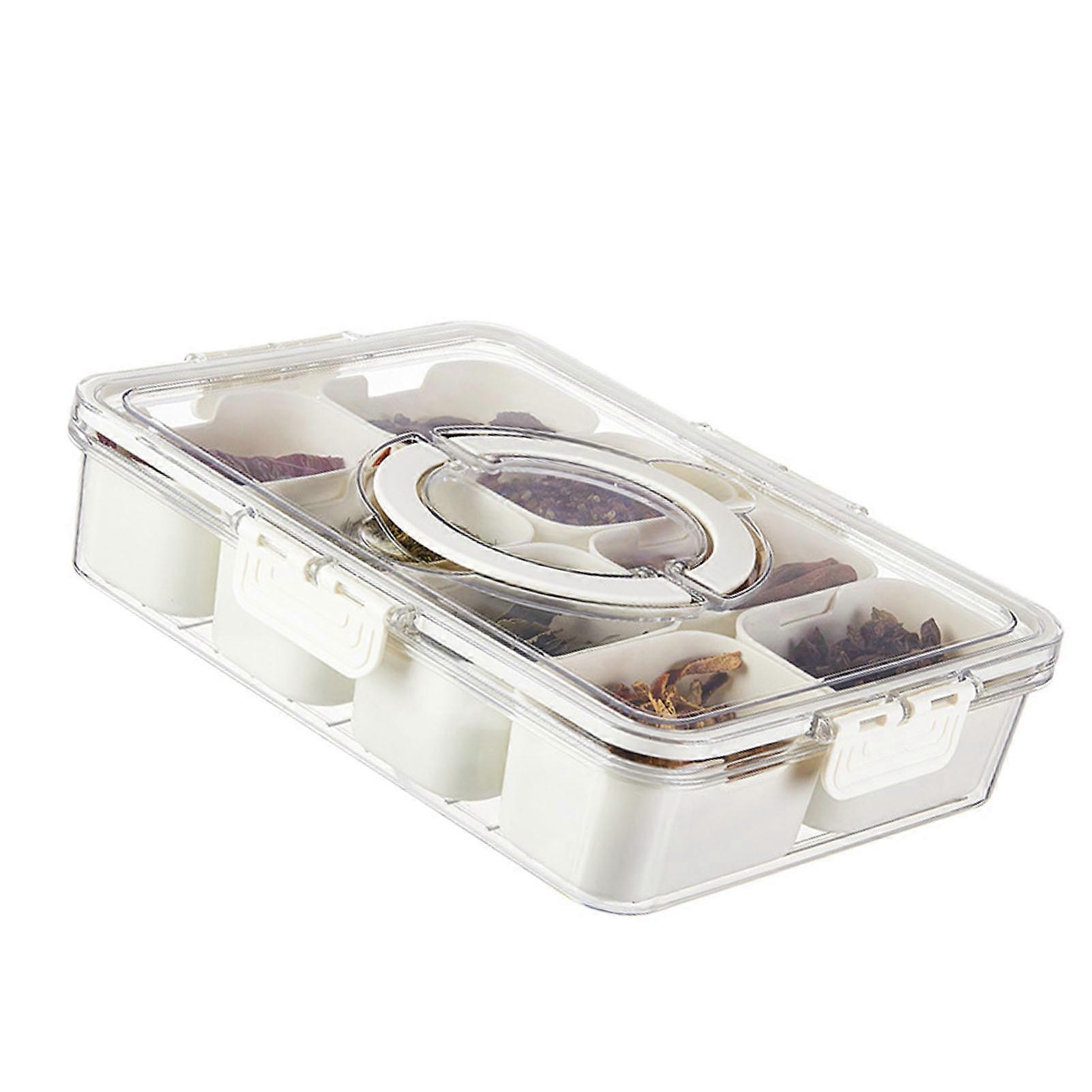 Divided Serving Tray with Lid Handle 8 Compartment Snackle Box Ingredients Charcuterie Container 