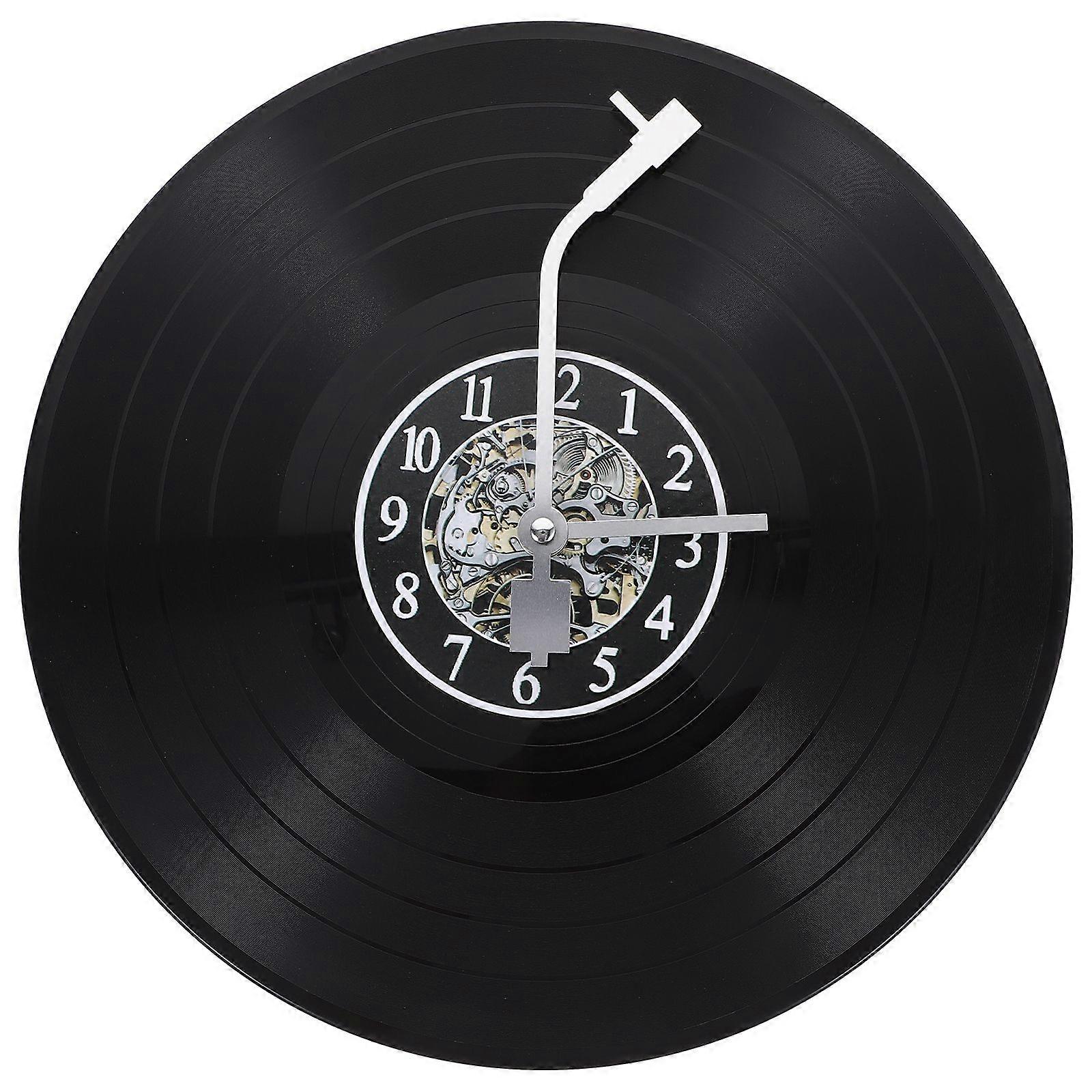 Horloge murale décorative en forme de disque vinyle