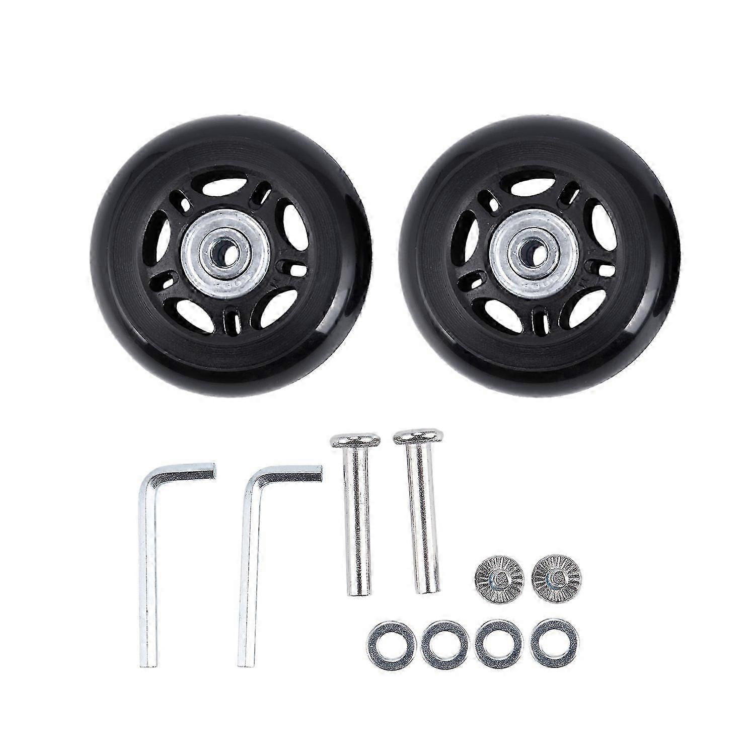 2 Set Luggage Replacement Wheels Axles and Wrench Repair set OD 68mm