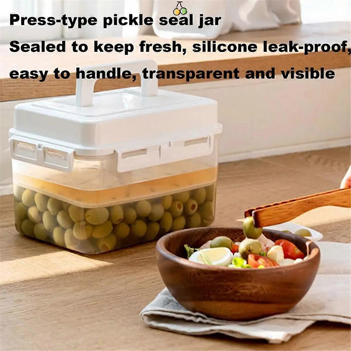 Pickle Container Rectangle Food Fermentation Storage Box for Home Kitchen Jar Airtight Pickle Press