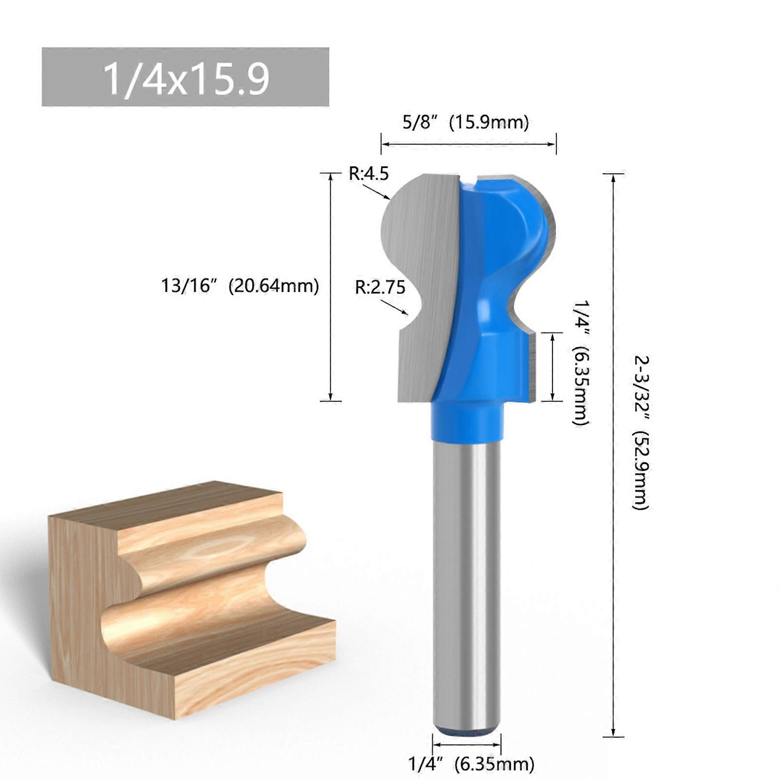 Double Finger Router Bits 1/4 Shank 6.35mm Durable Tungsten Steel Milling Cutter Woodworking Tools for Trimming Cabinets