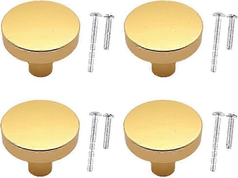 30mm Round Matte Black Kitchen Cabinet Knobs - 4 Pcs with Mounting Screws for Cupboard Closet