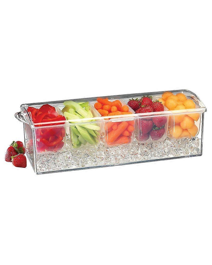 Acrylic On-Ice Condiment Dispenser Set, Clear, Durable Material, 4-Compartment Design, Perfect for Parties