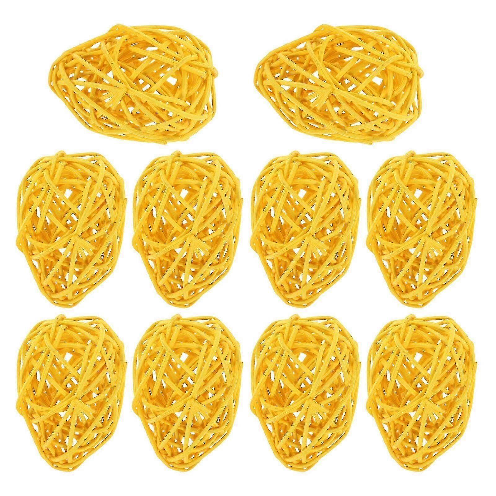 10pcs Easter Eggs Colorful Rattan Ball Easter Eggs Easter Egg Shaped Decorations Easter Gift