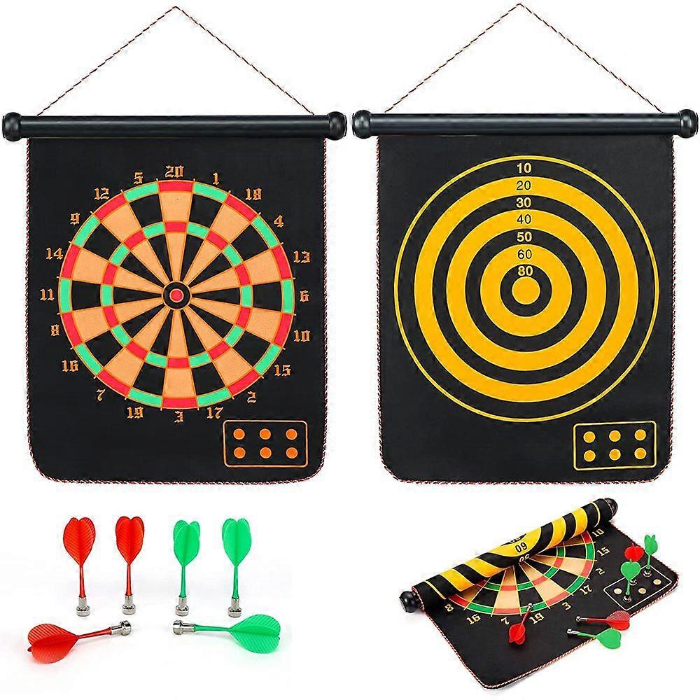 Magnetic Dart Board, High Quality Material Indoor Outdoor Dart Games, Strong Magnet Rollup Double Sided Board for Easy Carrying, Target Bulls Eye