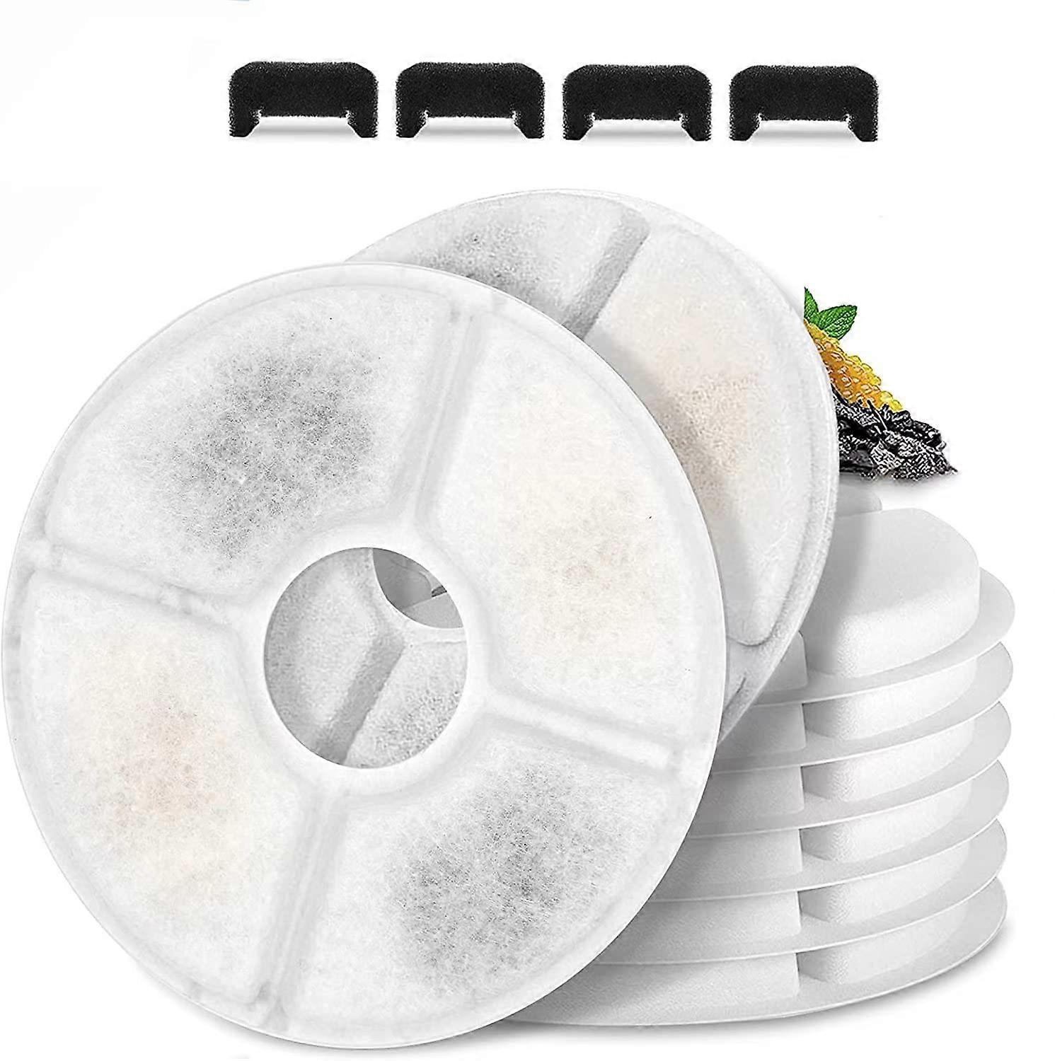 Cat/Pet Water Fountain Filters, 12 Pieces Set Pack of 8 Replacement Filter Fit for 81oz/2.4L, 3 Filtration System with 4 Pre-Filter Sponges