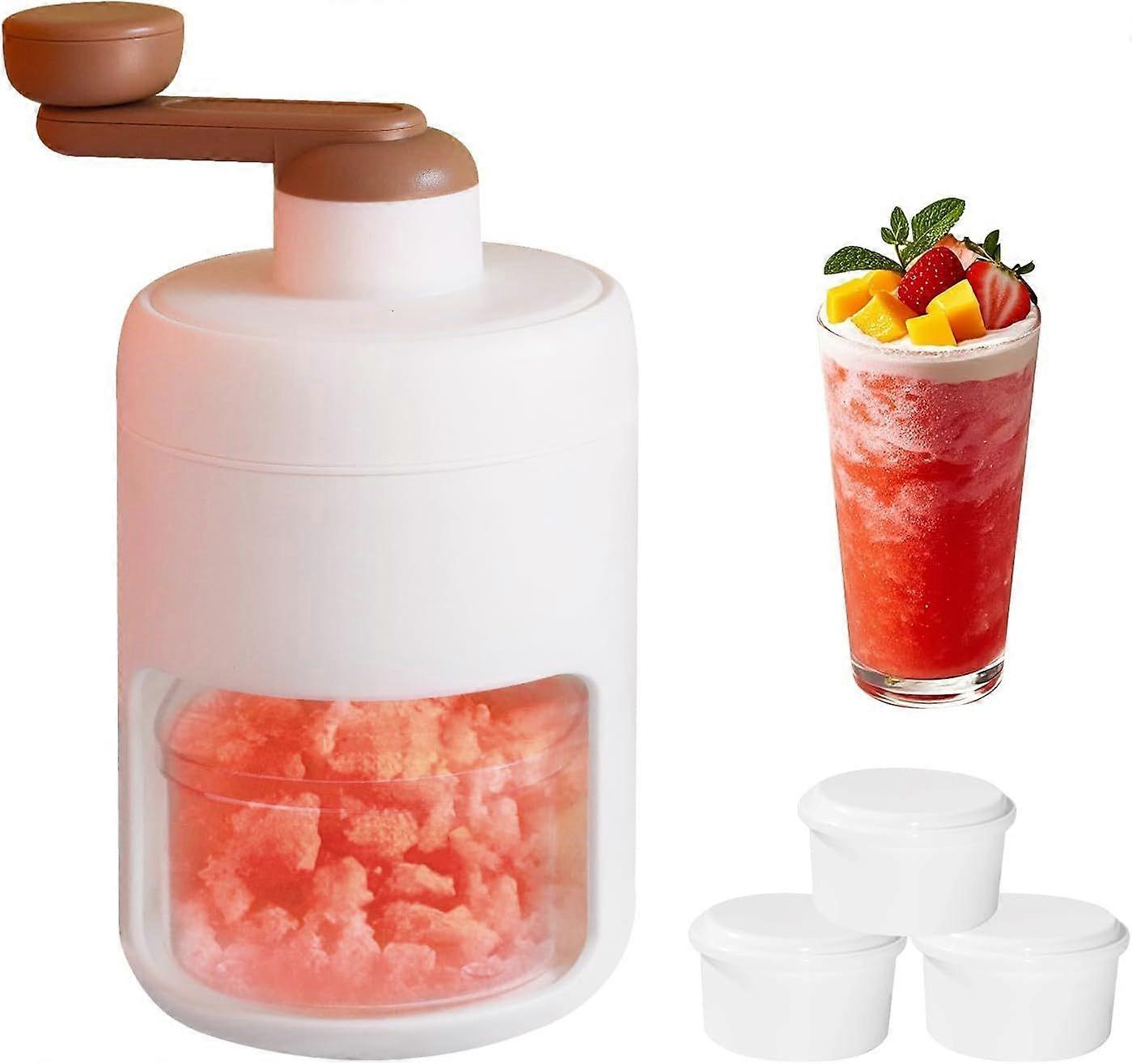 Manual Ice Crusher Machine with 3 Ice Trays, Ideal for Smoothies, Shaved Ice, and Frozen Cocktails  Portable Handheld Snow Cone Maker